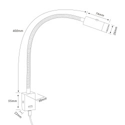 VBLED LED wall light -3W - 40cm gooseneck - DIMMABLE