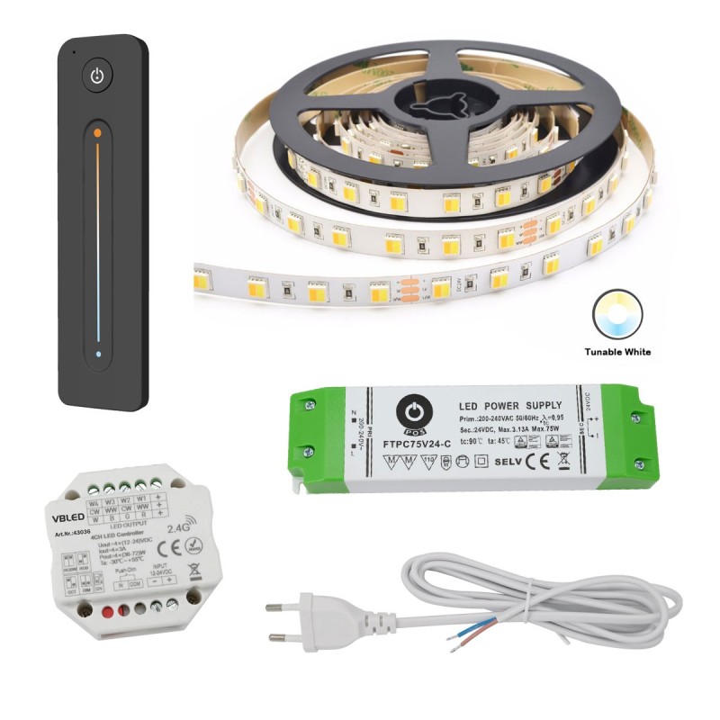 24VDC Tunable white CCT LED Strip light 5m KIT