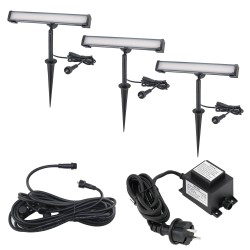 Set of 3 LED garden spotlights