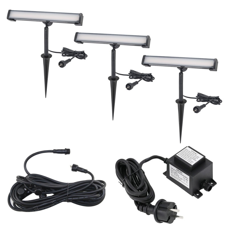 Set of 3 LED garden spotlights