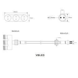 Gartus 3-way distribution cable 12V for outdoor use
