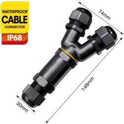 2pcs Cable Connector Waterproof Junction Box IP68 Junction Box Outdoor Y-shape 3-pole