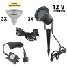 Set of 3 garden spotlights 12V AC incl. bulb 5W neutral white