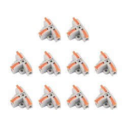 T-shaped crimp cable connector with fixing screws