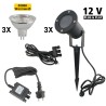 Set of 3 garden spotlights 12V AC IP65 incl. bulb 5W warm white