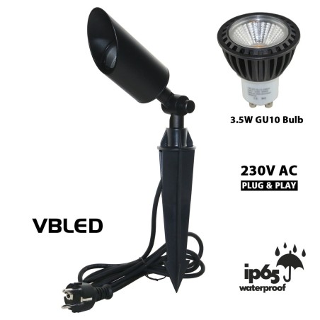 LED Garden Spotlight with 3.5W GU10 LED Bulb Black
