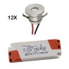 LED aluminium mini recessed spotlight set of 12 with dimmable power supply unit