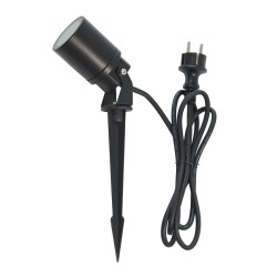 Garden spotlight with ground spike round black for GU10 bulb