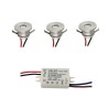 Set of 3 LED aluminium mini spot recessed spotlights / IP44 / 1W / 350mA 4000K