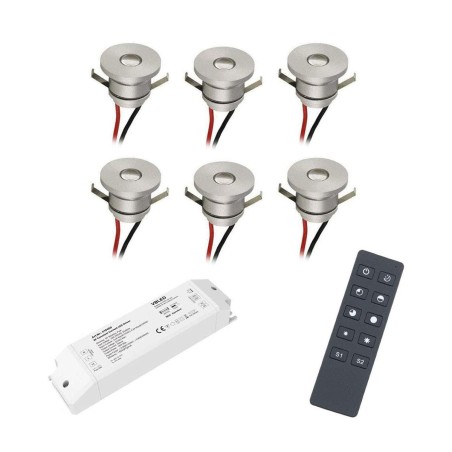 6er-Funk SET -Alu LED Mini Recessed Spotlight / IP44 / / 1W / 350mA / 80lm / warm white