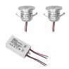 Set of 2 LED aluminium mini recessed spotlights 1W warm white with transformer IP65