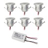 Set of 6 LED aluminium mini recessed spotlights 1W warm white IP65 with LED transformer