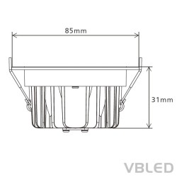 VBLED LED recessed luminaire in silver or white - 10W