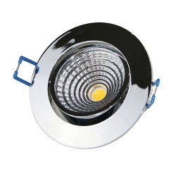 7W LED COB recessed spotlight 3000K dimmable - round - chrome - shiny
