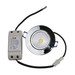 7W LED COB recessed spotlight 3000K dimmable - round - chrome - shiny