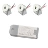 Set of 3 1W Mini Surface Mounted Spotlights - Swivel & Tilt - 80lm warm white with power supply unit
