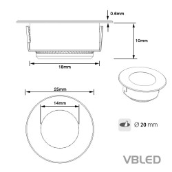 LED mini recessed bathroom luminaire "Aldonna" - 0.3W - 12V DC with 7 metre cable