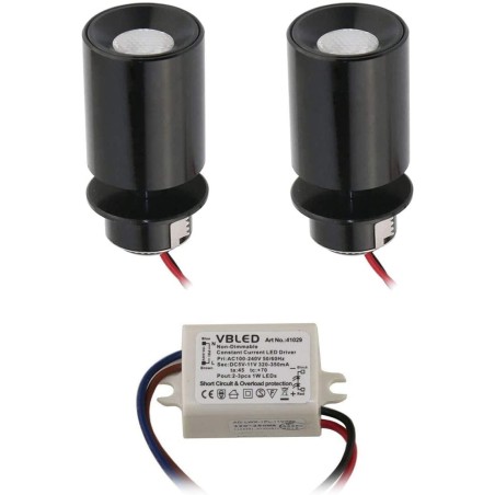 KIT of 2 - LED Mini Recessed Spotlight "TINI" 1W Rotating & Swivelling