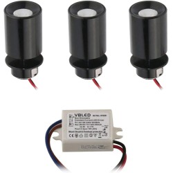 KIT of 3 - LED Mini Recessed Spotlight "TINI" 1W Rotating & Swivelling