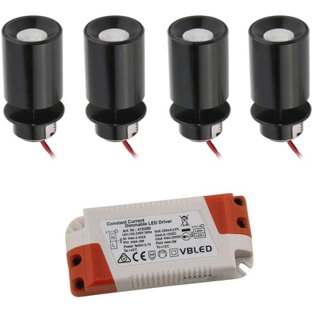 KIT of 4 - LED Mini Recessed Spotlight "TINI" 1W Rotating & Swivelling