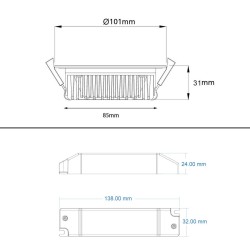 Tunable White LED Recessed Luminaire 15W 3000-6500K