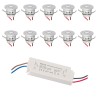 Set of 10 1W Mini Recessed Spot IP65 Warm White Incl.12W LED Transformer 12V DC