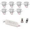 Set of 7 1W Mini Recessed Spotlights IP65 Warm White Incl.12W LED Transformer 12V DC