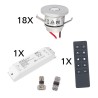 kit radio de base 18 pièces mini spot encastré 1W avec télécommande et transformateur radio LED 40W