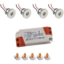 Set of 4 1W Mini LED recessed spotlights warm white with power supply unit