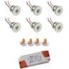 Set of 6 1W Mini LED recessed spotlights warm white with power supply unit