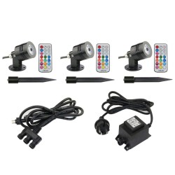 Gartus® RGB+W Garden Spotlight 10W 12V Plug&Play Set of 3 with Transformer