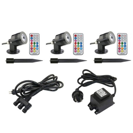 Gartus® RGB+W Garden Spotlight 10W 12V Plug&Play Set of 3 with Transformer