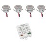 Set of 4 1W mini recessed spotlights Incl. LED transformer 12V DC