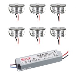 Set of 6 3W LED aluminium mini recessed spotlights "Luxonix" warm white waterproof