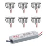 Set of 6 3W LED aluminium mini recessed spotlights "Luxonix" warm white waterproof