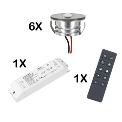 3W LED Mini Spot / IP65 / 700mA / 160lm / warm white (set of 6 with wireless power supply)