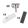 3W LED Mini Spot / IP65 / 700mA / 160lm / warm white (set of 6 with wireless power supply)