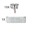 Set of 13 3W LED aluminium mini recessed spotlights "Luxonix" warm white with dimmable power supply unit
