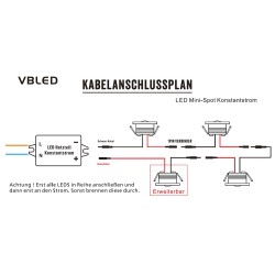 Set of 14 3W LED aluminium mini recessed spotlights "Luxonix" warm white with dimmable power supply unit