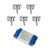 SET of 5 - LED Alu Mini Spots "Luxonix" / IP65 / 3W / 700mA / 160lm / WW (with dimmable power supply)