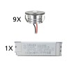 LED aluminium mini recessed spotlight "Luxonix" IP65 Set of 9 with dimmable power supply unit