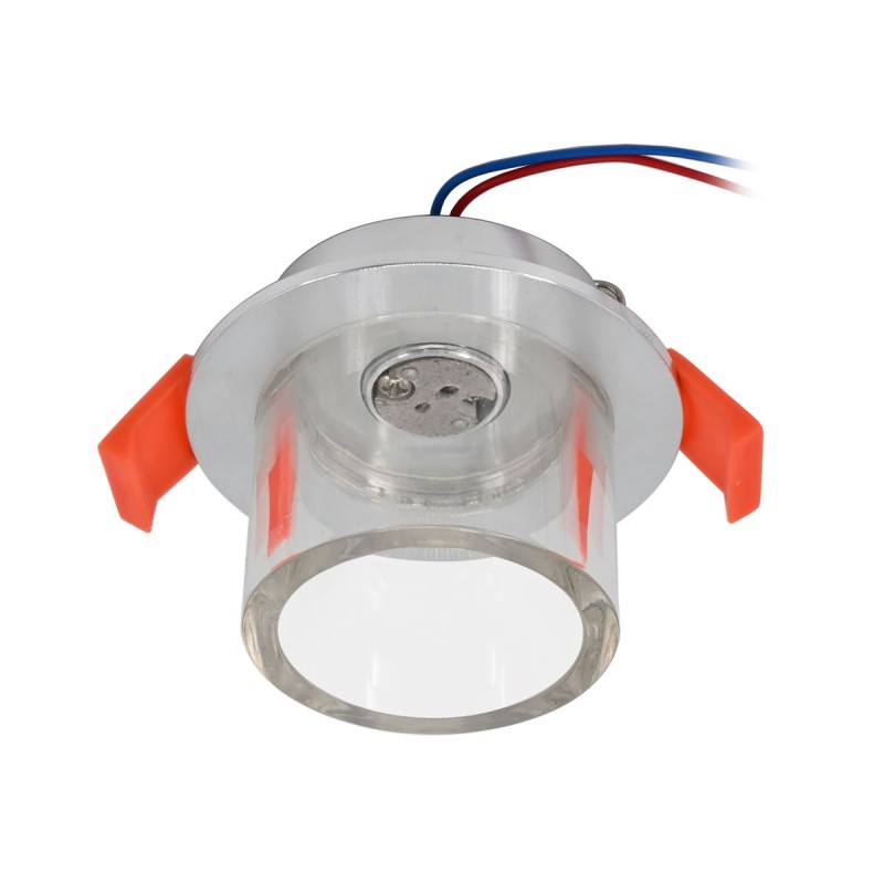 Recessed luminaire with acrylic glass rim for 12V G4 LED lamp