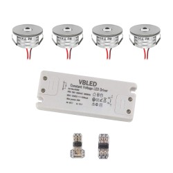 Set of 4 3W "NOVOS" mini recessed spotlights warm white 3000K 12V DC incl. LED transformer