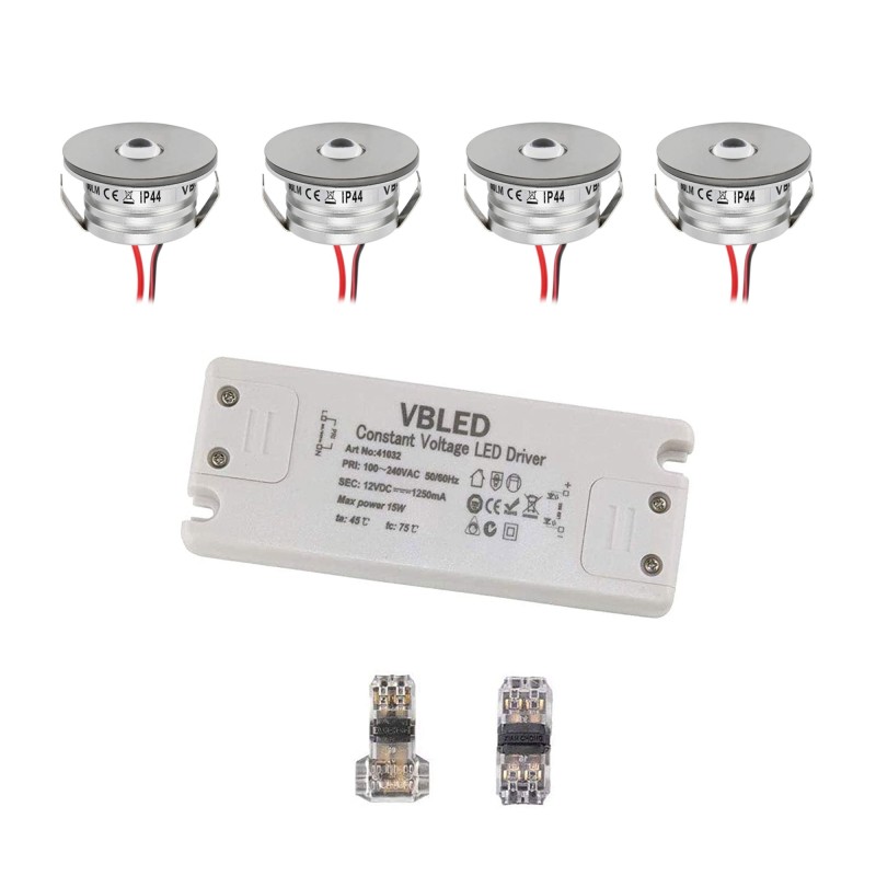 Set of 4 3W "NOVOS" mini recessed spotlights warm white 3000K 12V DC incl. LED transformer