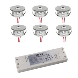 Set of 6 3W mini recessed spotlights "NOVOS" warm white 3000K 12V DC Warm white Incl.LED transformer