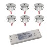 Set de 6 mini spots encastrés 3W "NOVOS" blanc chaud 3000K 12V DC Blanc chaud Transformateur LED inclus