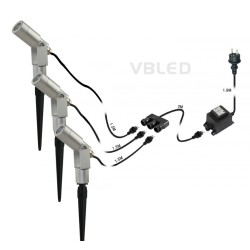 Set of 3W garden spotlights "Flavius" warm white 12V silver