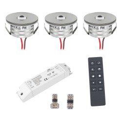 3pcs Radio Set 3W Mini Recessed Spot Recessed Spotlight "NOVOS" 3000K incl.LED Transformer and Connector
