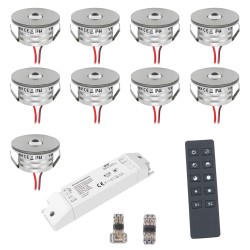 9er Wireless Set 3W Mini Recessed Spot Recessed Spotlight "NOVOS" 3000K incl.LED Transformer and Connector