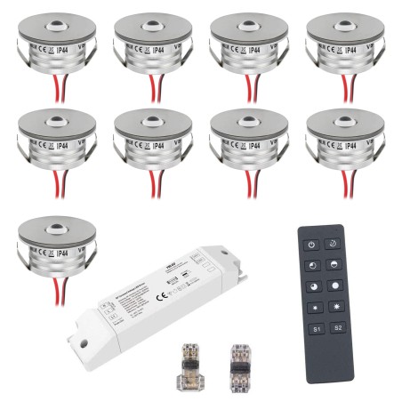 9er Wireless Set 3W Mini Recessed Spot Recessed Spotlight "NOVOS" 3000K incl.LED Transformer and Connector